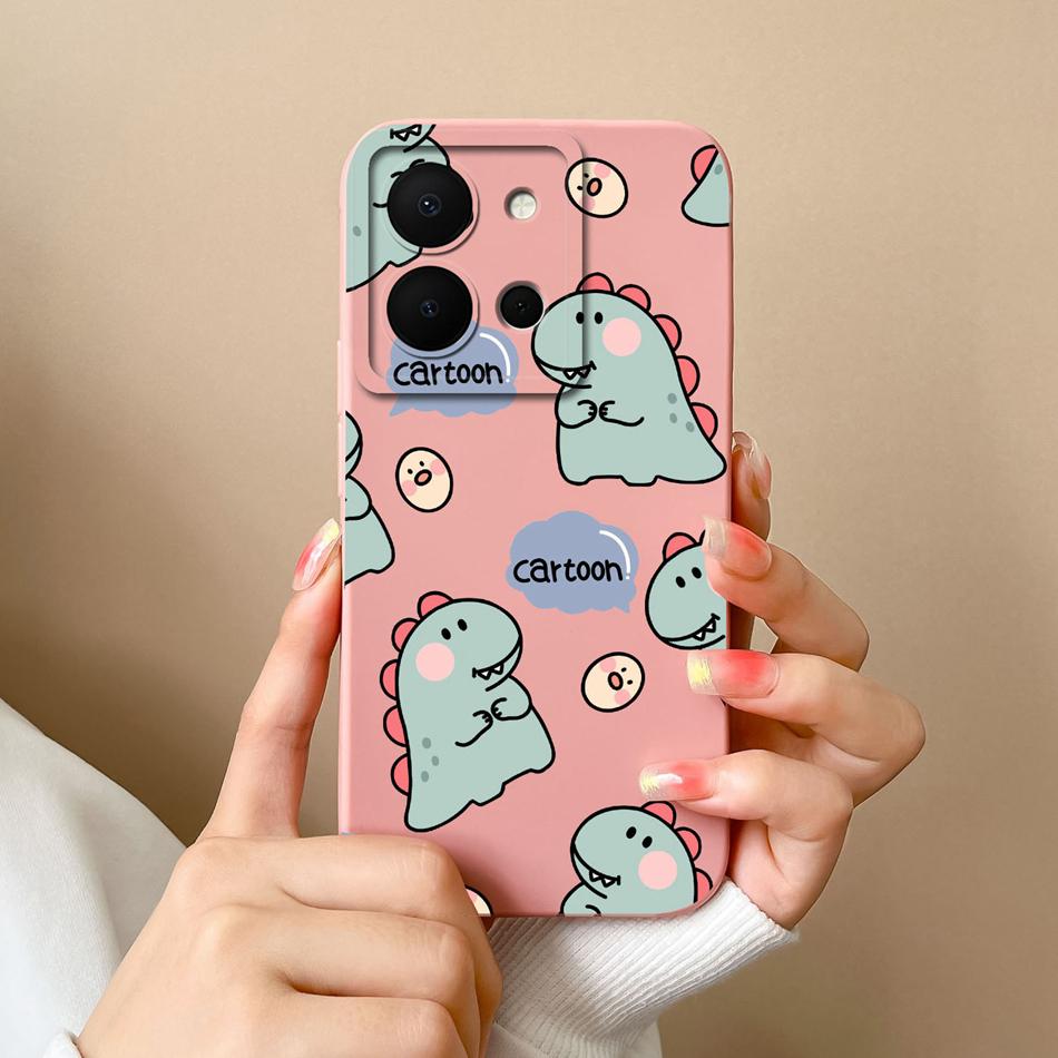 For Vivo Y36 4G 5G Case Dinosaur Soft Smooth Liquid Silicone Full Protection Anti Choc Phone Shell For Vivo Y 36 VivoY36 Cover