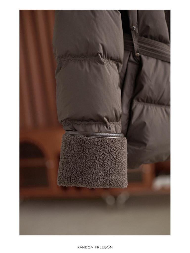 High-End Lamb's Wool & Duck Down Faux Two-Piece Large Lapel Women's Down Jacket