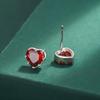 Трендовые серьги-гвоздики из золота 18 карат с рубиновым сердцем для женщин, красные серьги-гвоздики с геометрическим узором из стерлингового серебра с полным бриллиантом, оригинальные обручальные свадебные украшения