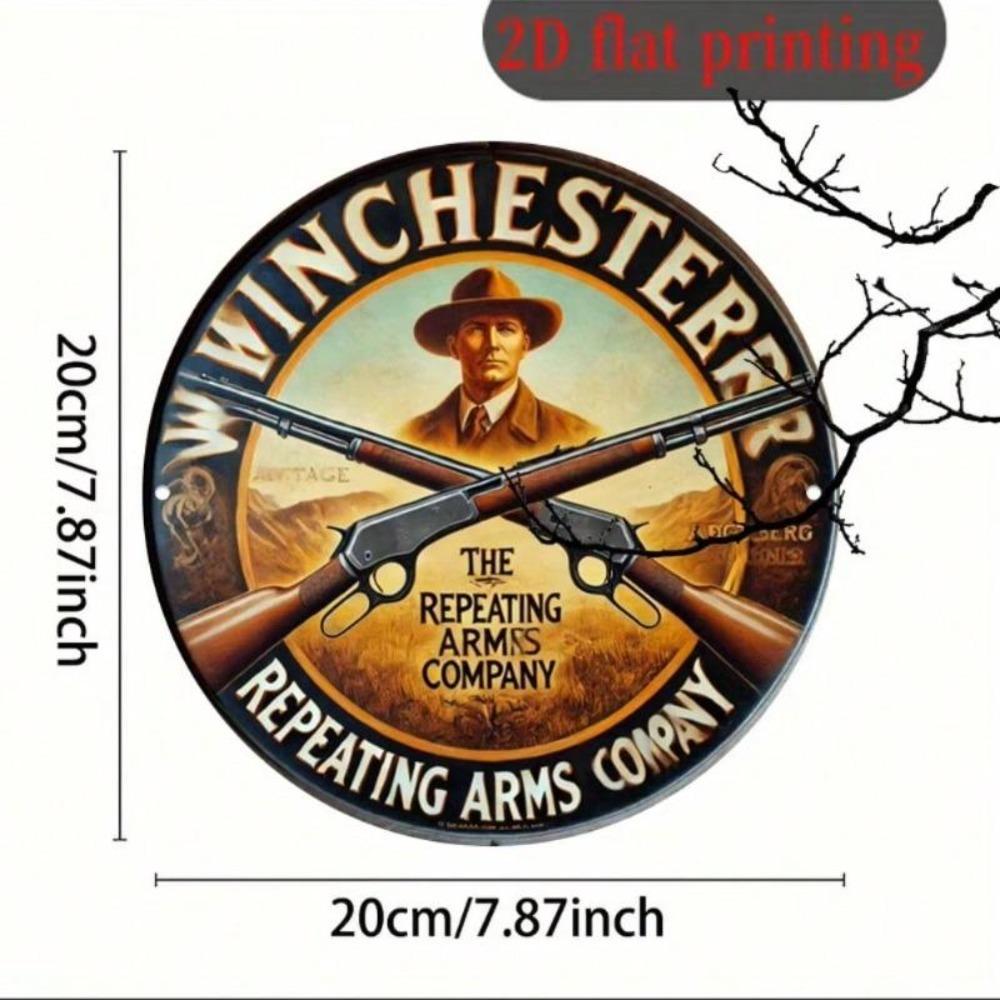 Винчестер Repeating Arms Винтажная 2D Алюминиевая Табличка Круглый Металлический Знак Западный Бар Дом Декор для Ружья 8x8 Дюймов