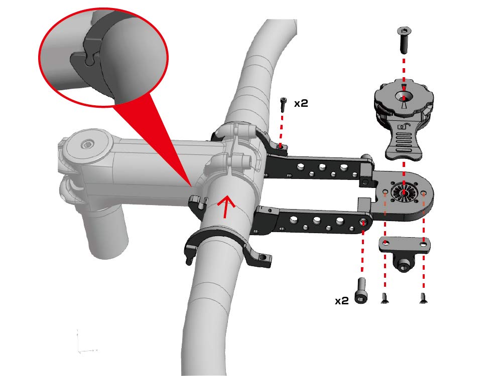REC Mount Plus Узкое крепление Универсальный адаптер-крепление Универсальный [R+Narrow1] (для 31,8 мм) + [R+3M] [R+Цикл1-3М] (Узкий + Адаптер)
