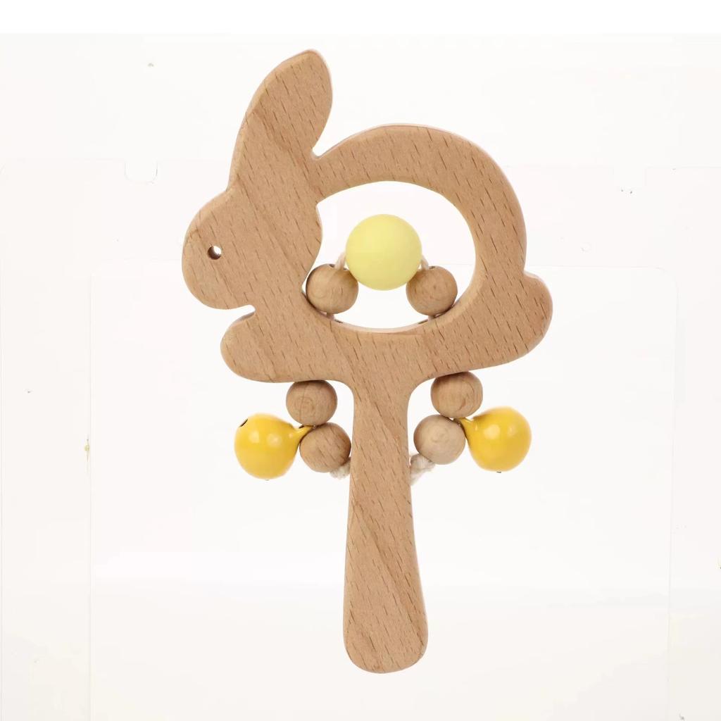 Baby Wooden Rattle Hand Teething Wooden Ring Makes A Sound Montessori Educational Toy Ages 6mo+
