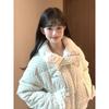 Sweet Polka Dot Fur Collar Down Cotton Jacket Women's Winter Loose Thickened Warm Short Bread Clothes
