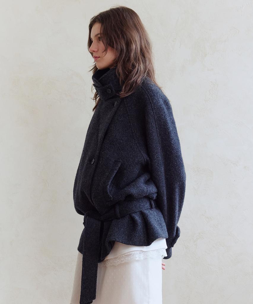 AFTERHOURS Wool Belted Half Coat (Charcoal)