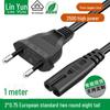 VDE Certified European Power Cord with Dual 0.75mm² Wires and Figure-8 Adapter