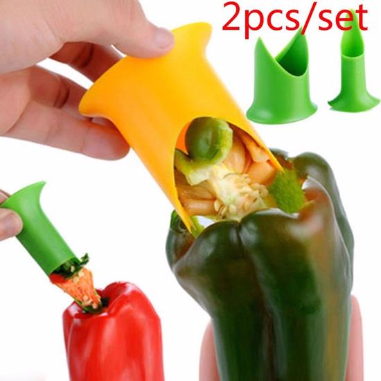 2Pcs / set Creative Pepper Corer Slicer Устройство для удаления семян перца