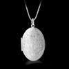 Fashion Sanke Chain Women’s Necklace Photo Locket Round Box Pendant Silver Plated