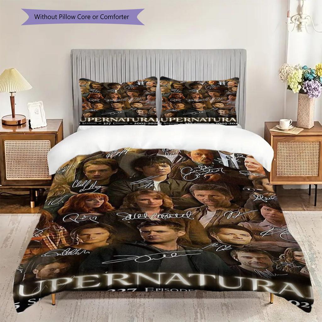 Supernatural Legacy Seasons Mystery Magic Three-piece set (1 * duvet cover + 2 * pillowcase, without core) 2D Flat Christmas birthday gift