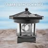 Lighthouse Shape Solar LED Light Garden Fence Outdoor Beacon Rotating Beam Lamp