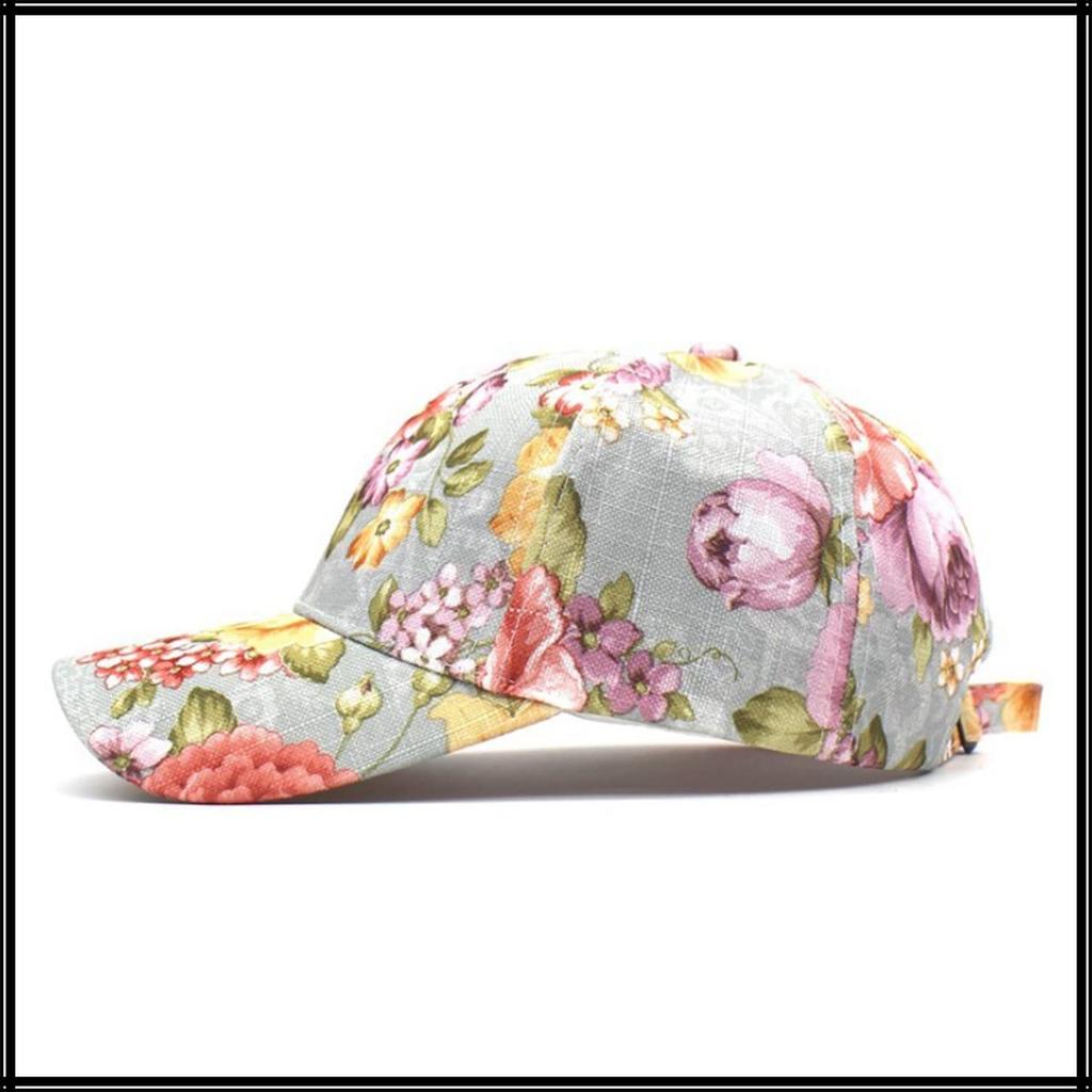 Кепка Белый Клык Цветочный узор Шляпа Спорт Бег Открытый Мужчины Женщины CA614 (Серый)
