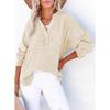 Fashion Spring and Autumn Pleated Button-up Long-sleeved Solid-color Top Women's Shirt, Loose Cotton Jumper