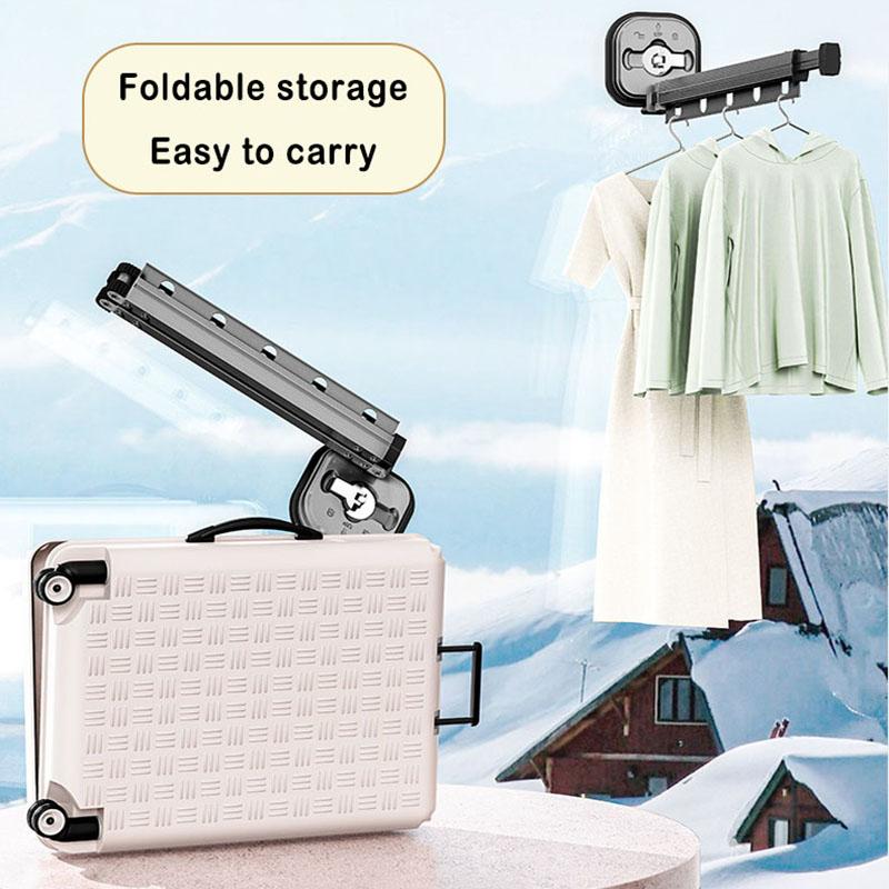 Portable Folding Drying Rack Traceless Wall Mounted Clothes Drying Rack Space Saving Clothes Hanger No Drilling Bathroom