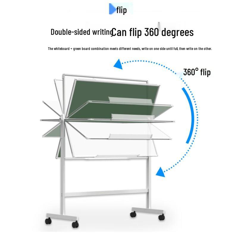 90x120cm Adjustable Flippable Whiteboard & Greenboard with Stand