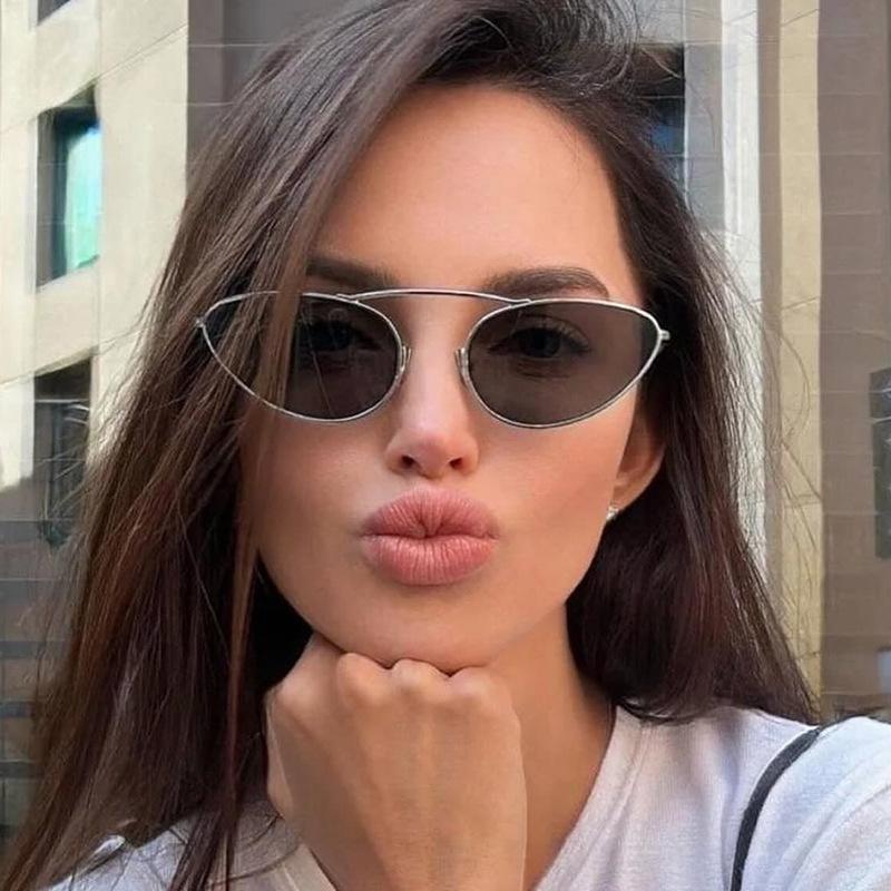Новые Металлические Остроугольные Солнцезащитные Очки в Стиле Кошачий Глаз Модные Персонализированные Солнцезащитные Очки Для Женщин 407