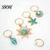 Party Hair Jewelry 45Pcs Dreadlock Accessories, Open Design Easy to Wear Braided Ocean Inspired Decor Rings with Marine Elements Starfish Shells