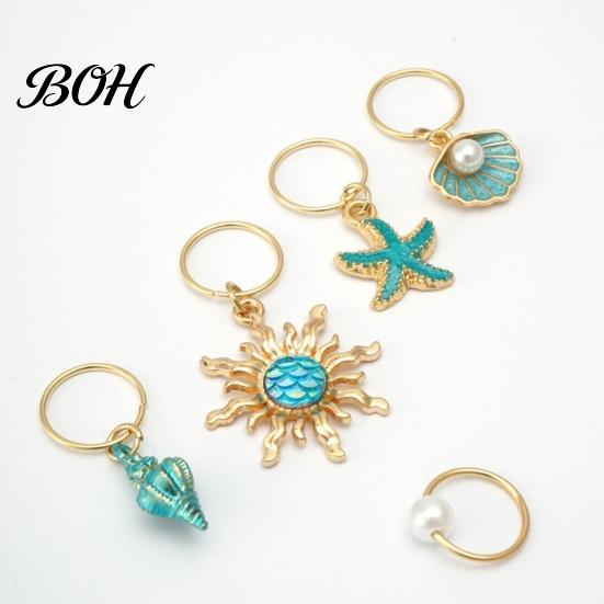 Party Hair Jewelry 45Pcs Dreadlock Accessories, Open Design Easy to Wear Braided Ocean Inspired Decor Rings with Marine Elements Starfish Shells