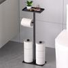 Large Capacity Standing Toilet Paper Holder Rustproof Nonslip Tissue Dispenser with Shelf Tray For Bathroom Organization