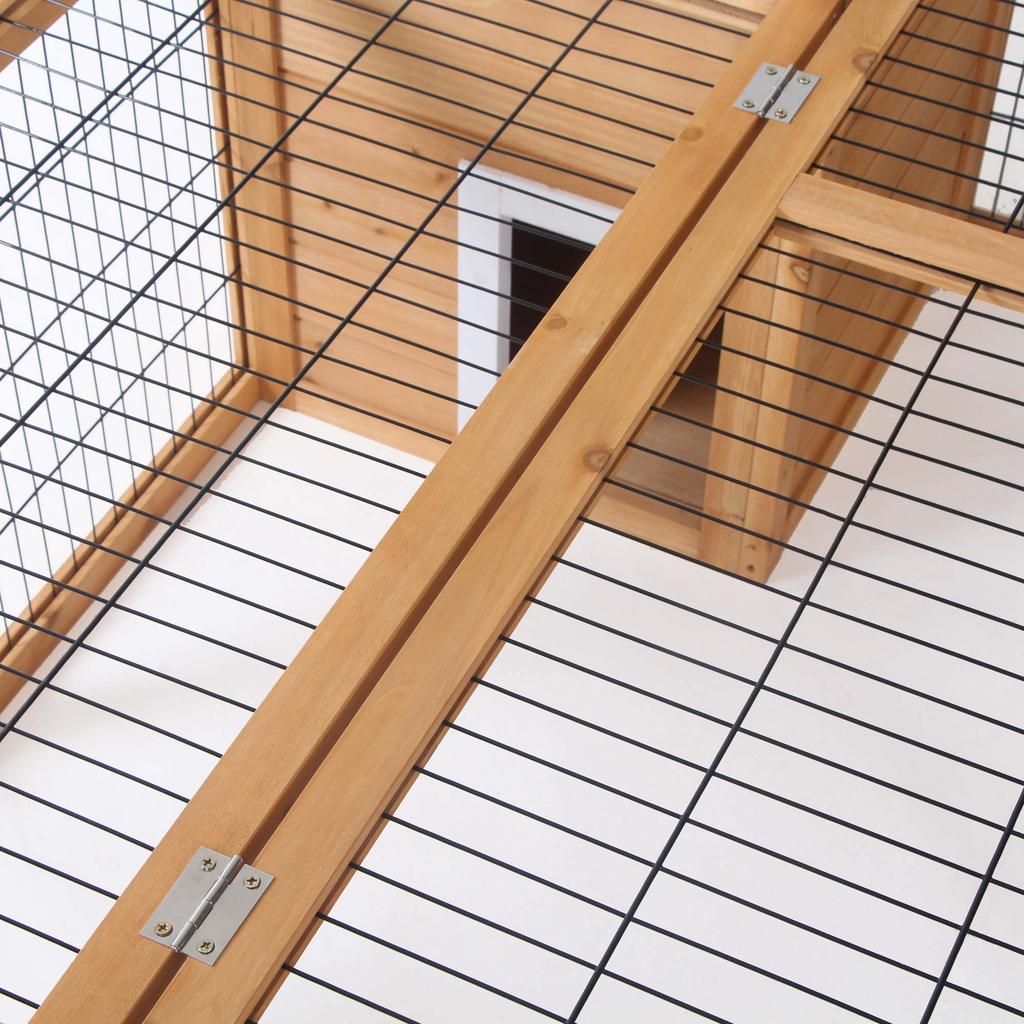 Rabbit Hutch Outdoor, Guinea Pig House, Bunny Run Cage with Openable Top for 1–2 Rabbits, 123 x 120 x 52cm, Yellow