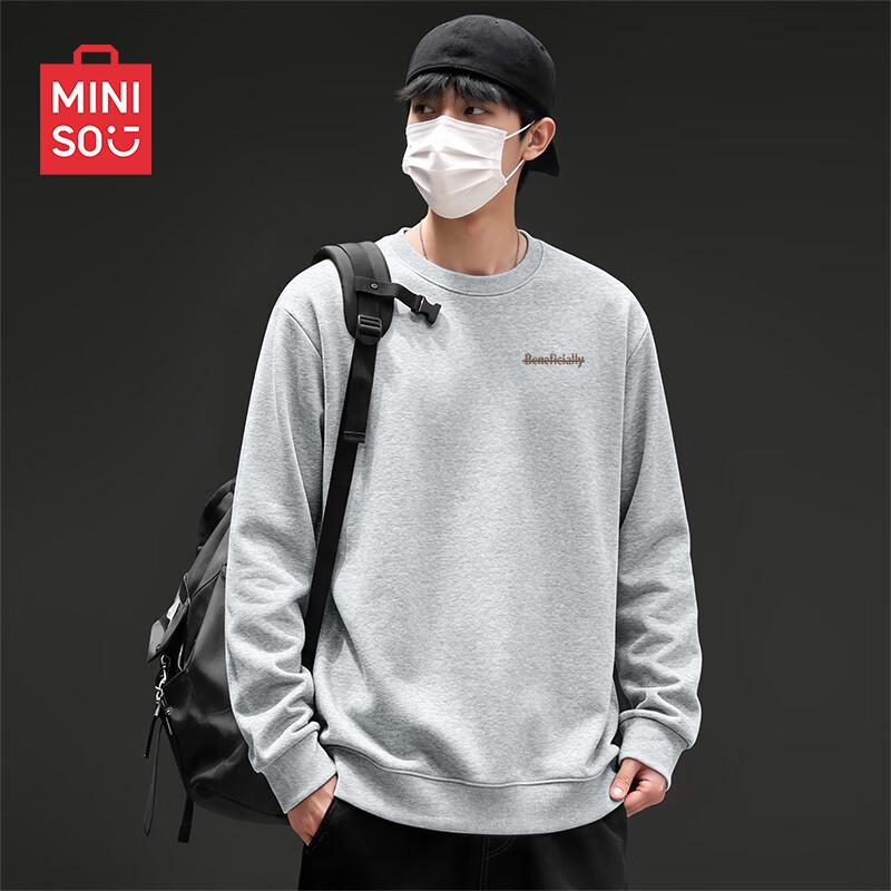 MINISO Men's Retro Letter Crew Neck Sweatshirt