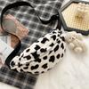 Lady Small Bag Women Plush Chest Bag Female Oblique Satchel Leisure Fashion Cow Pattern Crossbody Bag