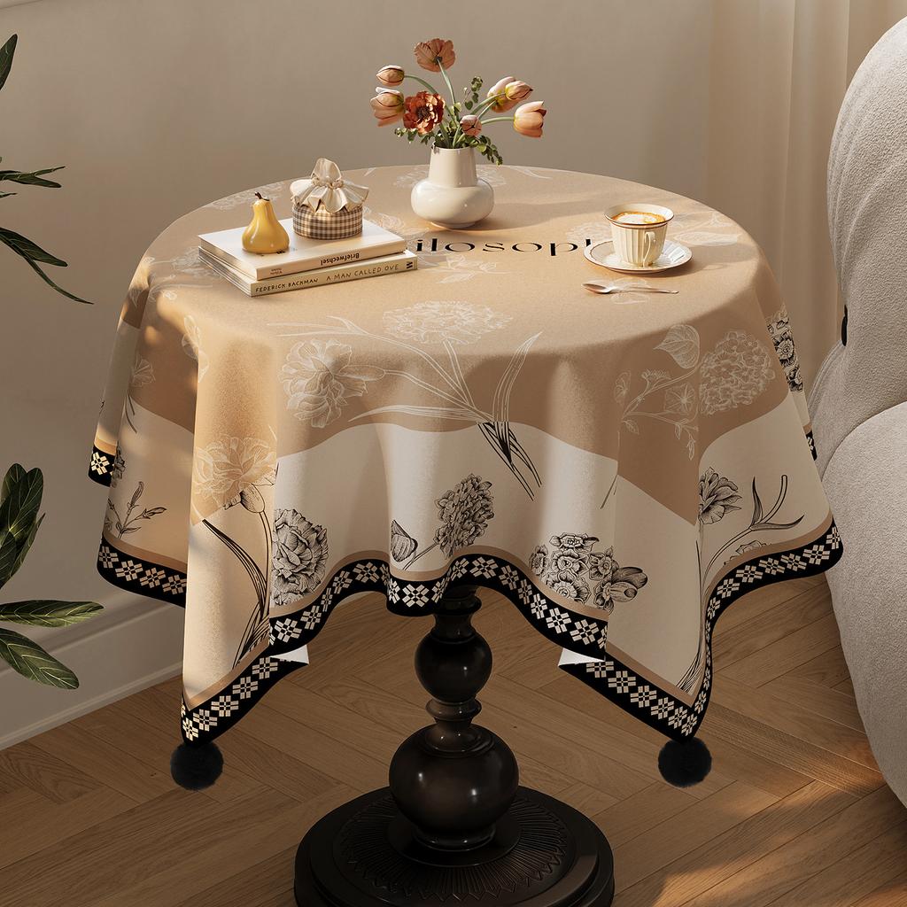 Средневековая круглая скатерть в французском ретро-стиле, легкая роскошь, ощущение высокого класса, круглая накидка на кофейный столик, создающая атмосферу