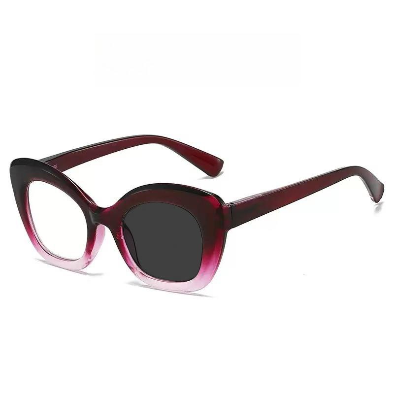 Ретро Очки Кошачий глаз Фотохромные для чтения Женские Высококлассные Модные Очки с большой оправой Защита от синего света Диоптрии до +4.0