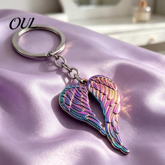 Metal Keychain Love Heart Angel Wing for Backpacks, Car Key Holder Ring Holder, Handbag Charm Pendant Decorative Accessory