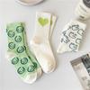 Spring Summer Green Smiling Face Women Socks Cotton Kawaii Korean Japanese Designer Socks Cartoon Dinosaur Socks