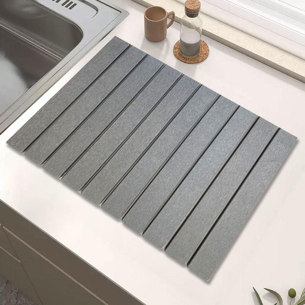 Stone Dish Drying Mat Collapsible Dish Drying Mat Absorbent Foldable Dish Drying Mat Large for Utensils Pots Bottles