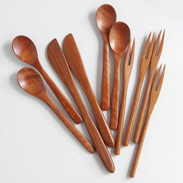 Nicot Wood Popo Teaspoon, 4 Pieces, Korean Popular Tableware