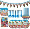 Vibrant Family Birthday Party Supplies Set With Cheerful Plates And Decor Elements