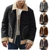 Men's Solid Color Frosted Fleece Composite Coat Long Sleeve Zipper Lapel Thick Coat Coat