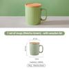 Ceramic Mugs Coffee Cups with Bamboo Lid Milk Tea Cup with Handle Ins Korean Style Oatmeal Breakfast Mug Drinkware Cup Water Cup