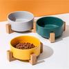 Pet Bowl Cat Dog Wooden Rack Bowl Large Capacity Cat Food Water Feeder Cats Dogs Pet Bowl Accessories Home Pet Small Ceramic