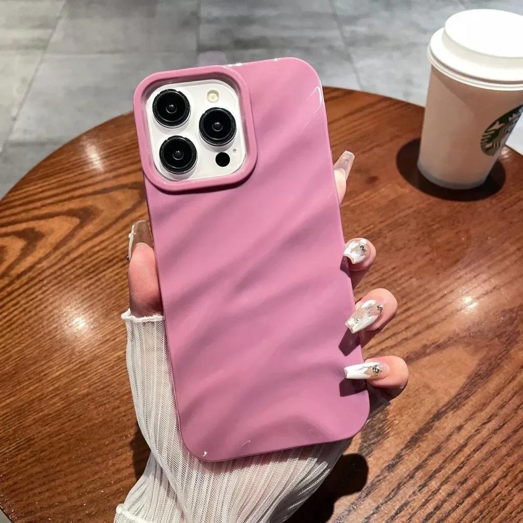 Мягкий Конфетный Чехол для Телефона с Волнистым Рисунком Для iPhone 17 16 11 12 13 14 15 Pro Max Xs Max XR 7 8 Plus 17Air Ударопрочный Бампер