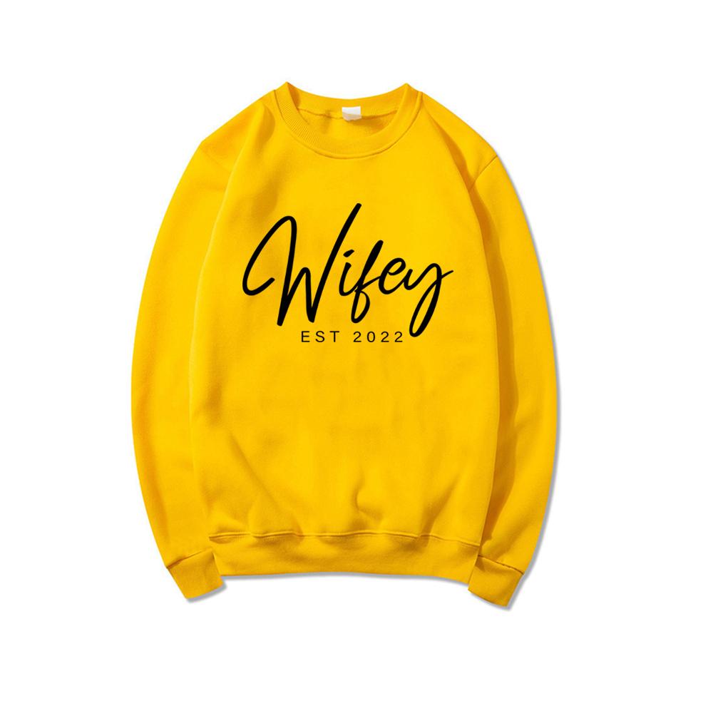 Новые толстовки для жены, пуловер, свитшот Wifey Est, свитшот для помолвки, подарок для свадебного душа, персональный свадебный подарок