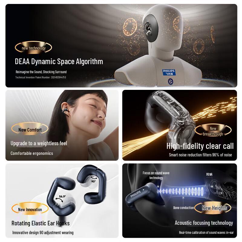 Philips TAT4459 Костно-проводные Bluetooth-наушники с зажимом на ухо