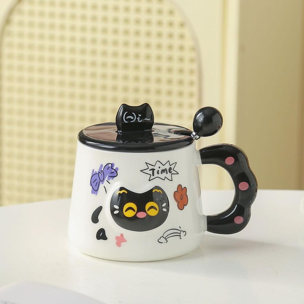 Милые керамические кружки с мультяшными котиками и КРЫШКАМИ, парные чашки для воды, сувениры высокого уровня внешнего вида, подарки на день рождения, чашки для завтрака
