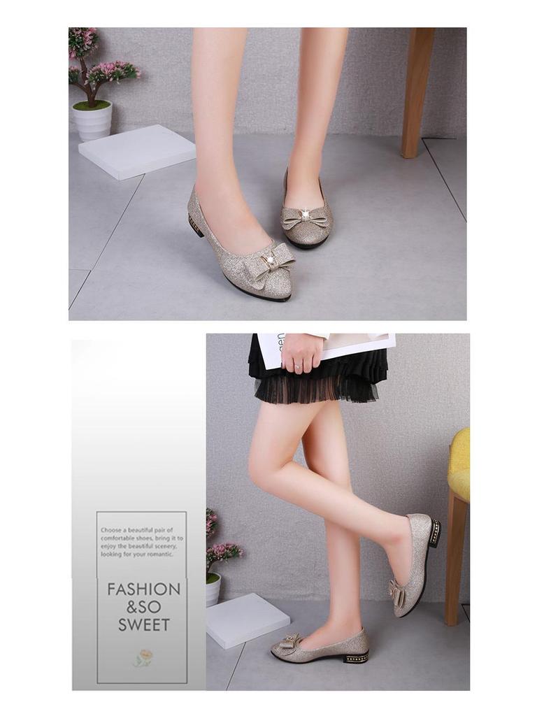 Женские летние замшевые туфли с бантом на низком каблуке и стразами для повседневной носки