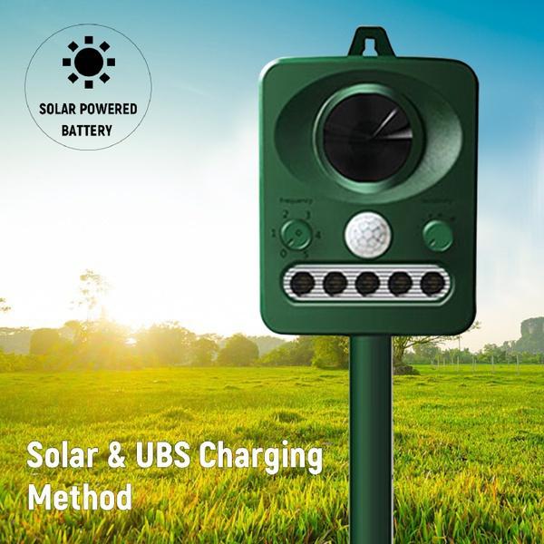 Ультразвуковой солнечный отпугиватель вредителей с ультразвуковым датчиком движения и мигающим светом. Отпугиватель животных. Белки Мышь Птица Кошка Собака Летучая мышь