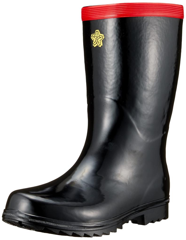 Rubber Boots with 3E [Midori Anzen] Boots, Anti-stepping Plate, Men's, Black, 26.5 Cm,