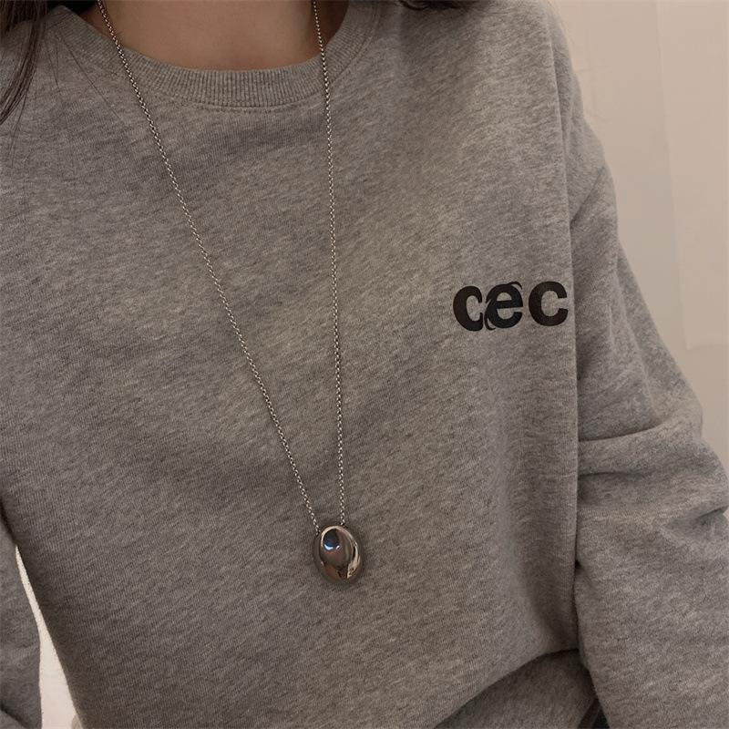 Stainless Steel Waterdrop Geometric Long-style Luxury Niche Sweater Chain Necklace