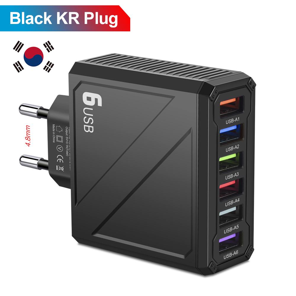 6-портовое USB-зарядное устройство 3.1A Быстрая зарядка QC3.0 Дорожное зарядное устройство для iPhone 15 14 Samsung Xiaomi Адаптер для мобильного телефона Вилка EU US UK KR