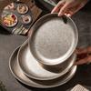 304 Stainless Steel Plates Industrial Style Vintage Coffee Trays Creative Steak Pasta Dessert Plates Flat Bottom Retro Tableware