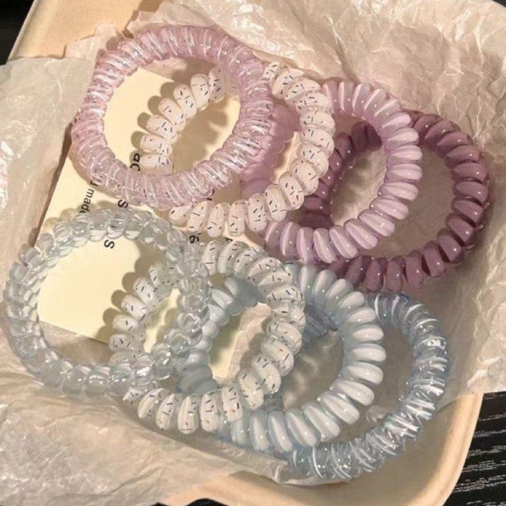 Hair Tie Stretch Sweet Elastic Hair Tie Headwear Multicolor Telephone Wire Girl