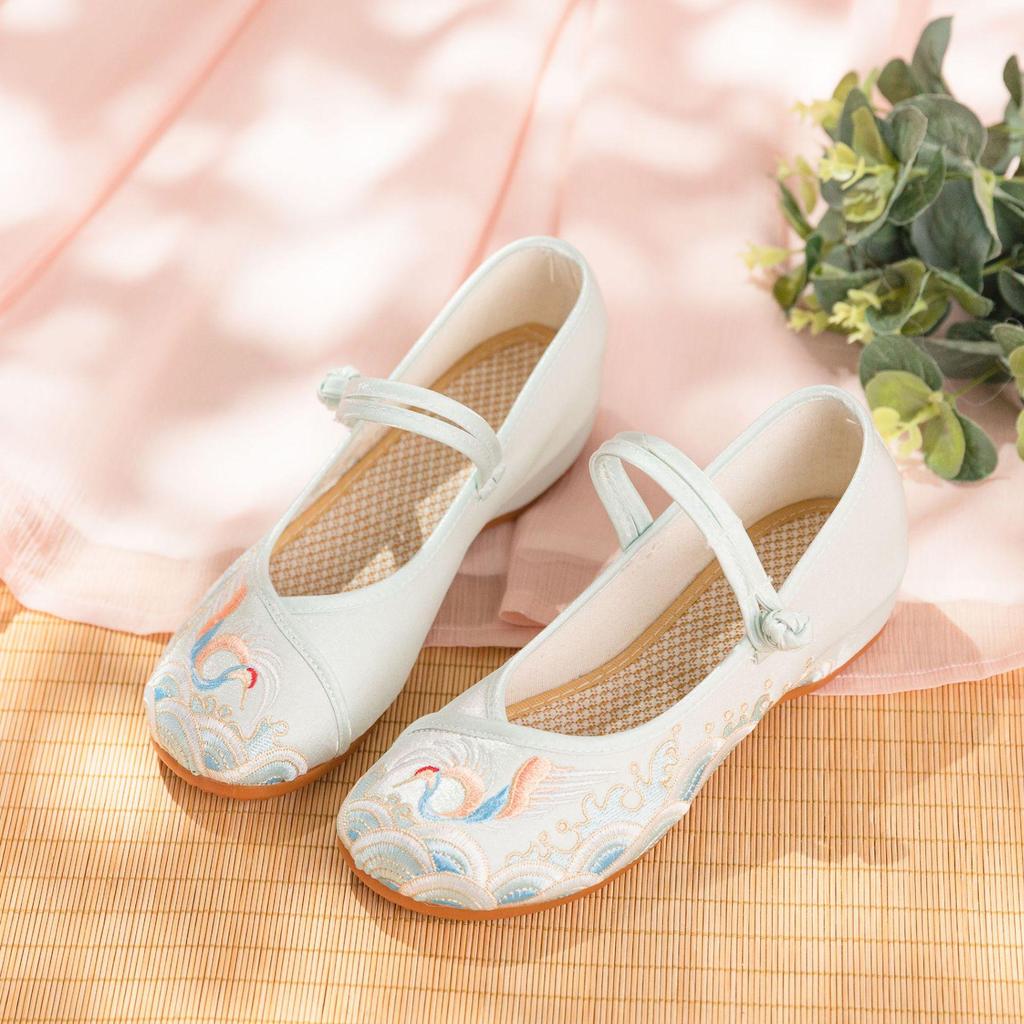 2024 Summer Silk Satin Retro Cheongsam Hanfu Women's Shoes