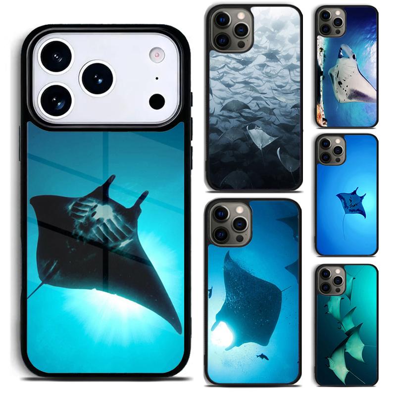 Animal Manta Ray Phone Case For iPhone 17 16 15 14 13 12 11 Pro Max Plus 17Air Soft Silicone Cover