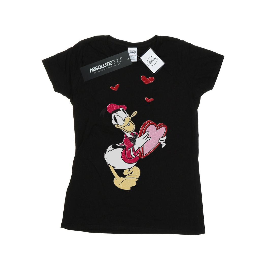 Disney Womens/Ladies Donald Duck Love Heart Cotton T-Shirt