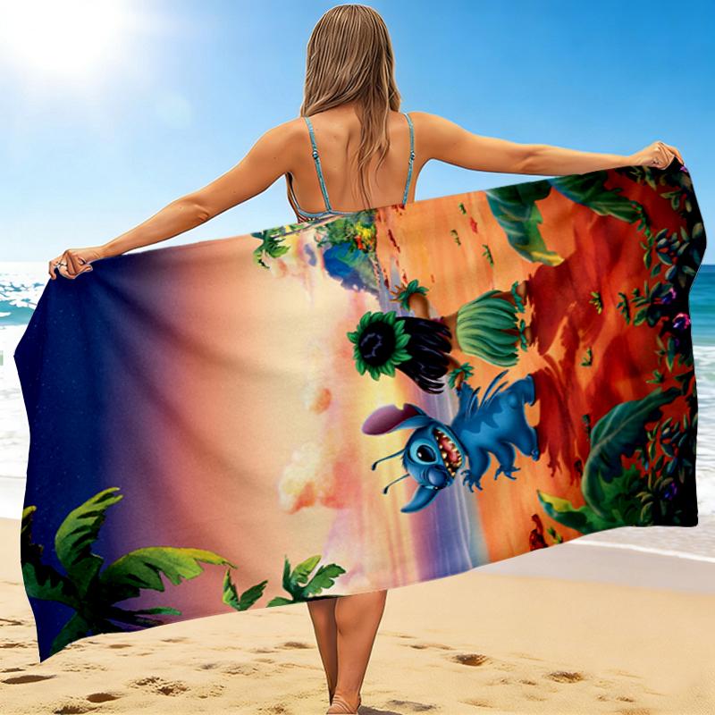 1Pc Lilo Stitch Adventure Beach Towel, Quick Dry, Multi-Use for Beach Pool Gym Yoga Home Travel, Christmas, Halloween, Xmas Gift S929245