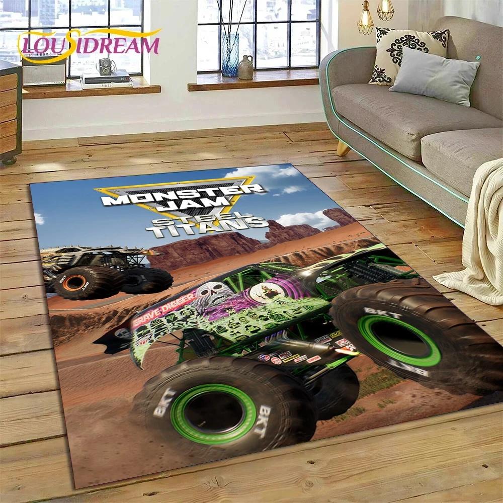 Ковер-мультфильм Monster Truck Monster Jam для спальни, гостиной, дома, украшение для дивана, большая игровая напольная подстилка для детей